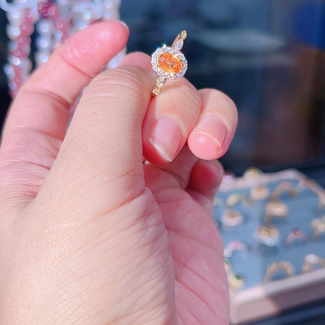 石榴石（芬达石）戒指银S925镶嵌