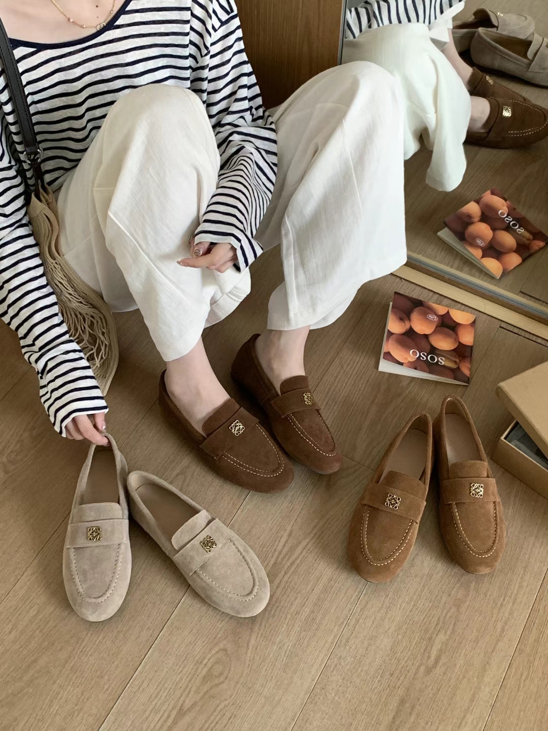 90688-1勃肯女鞋一脚蹬平跟青年乐福鞋豆豆鞋复古百搭舒适勃肯鞋