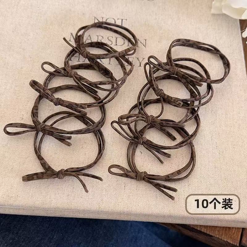 【阿敲】A2304~10根装简约豹纹发绳女款高弹力扎头头绳-麦穗头饰