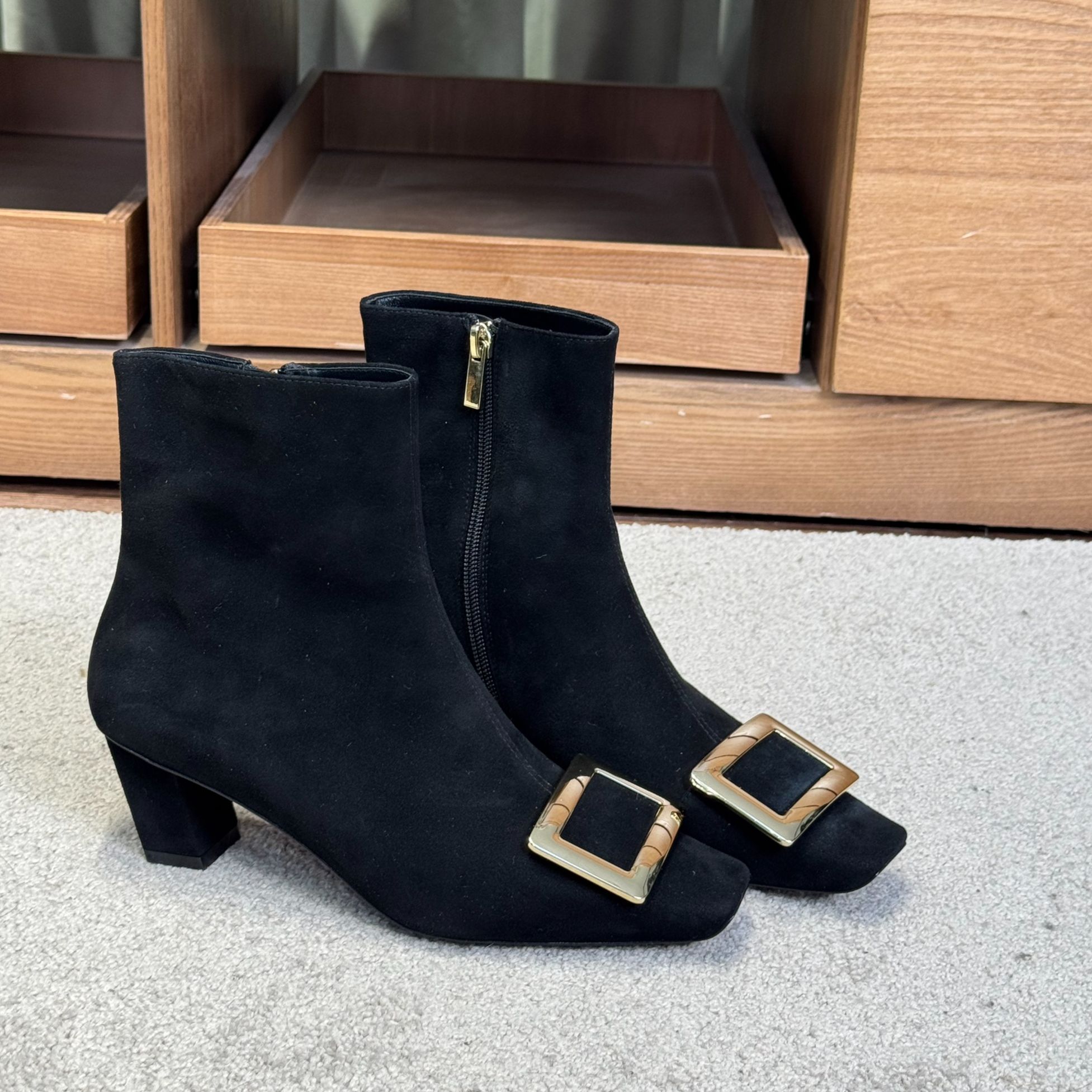 【Tickle】真皮底方扣短靴WUT0197