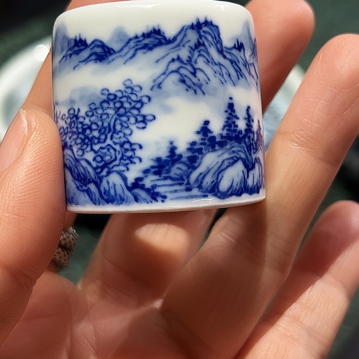 *️***怡琅柴窑手工手绘山水扳指