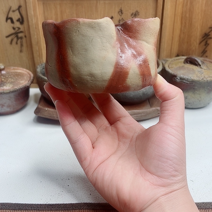 备前烧，绯鞠建水手捻