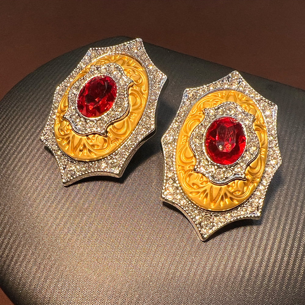 铜合金亚克力耳饰 古董vintage宫廷风 复古镀真金S925