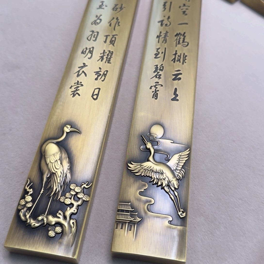 松鹤延年一对带锦盒23厘米