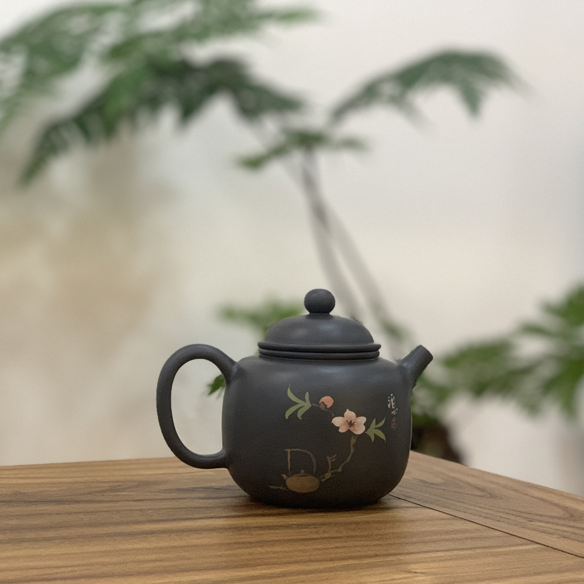 建水紫陶刻填工艺水平壶全手工泡茶壶茶具