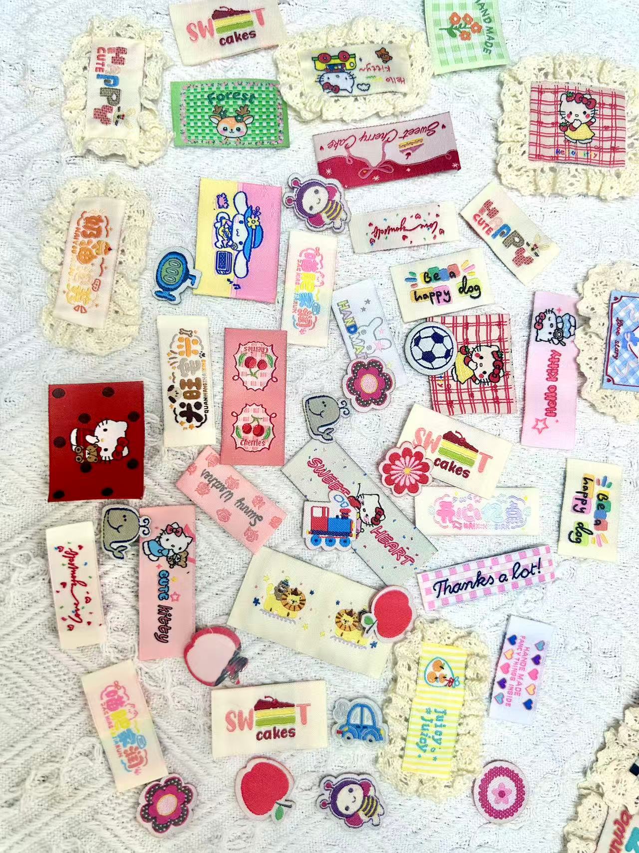 直播编号织唛袜子装饰发圈diy包包饰品配件手账布贴缝纫手工辅料