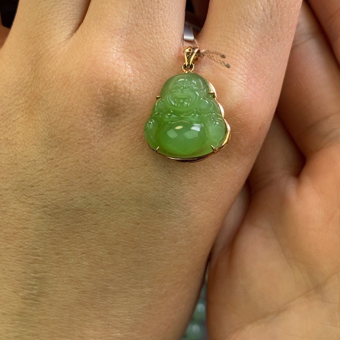 和田玉颈饰18K金镶嵌