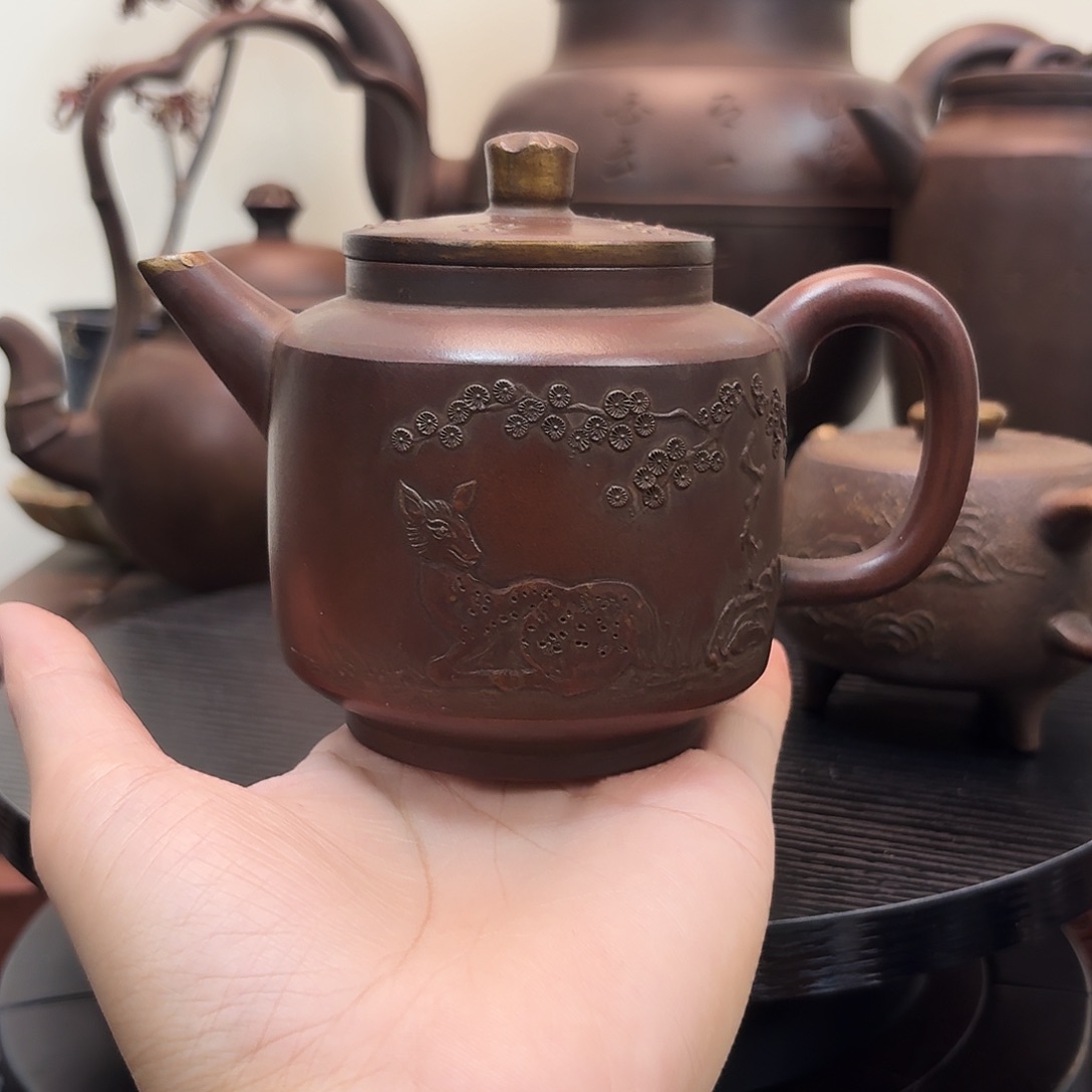 茶壶紫砂老紫泥及直老紫砂壶