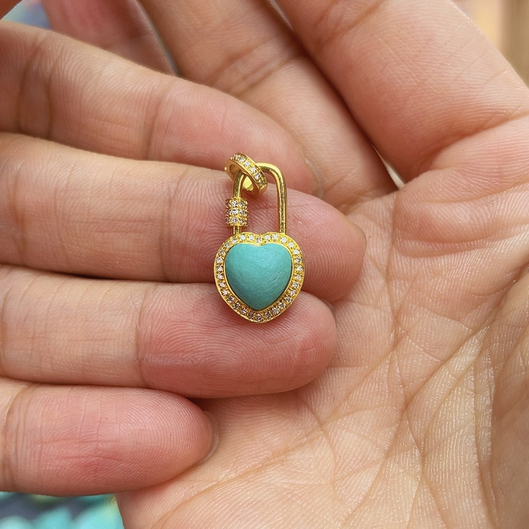 绿松石18K金镶嵌吊坠(不含链)