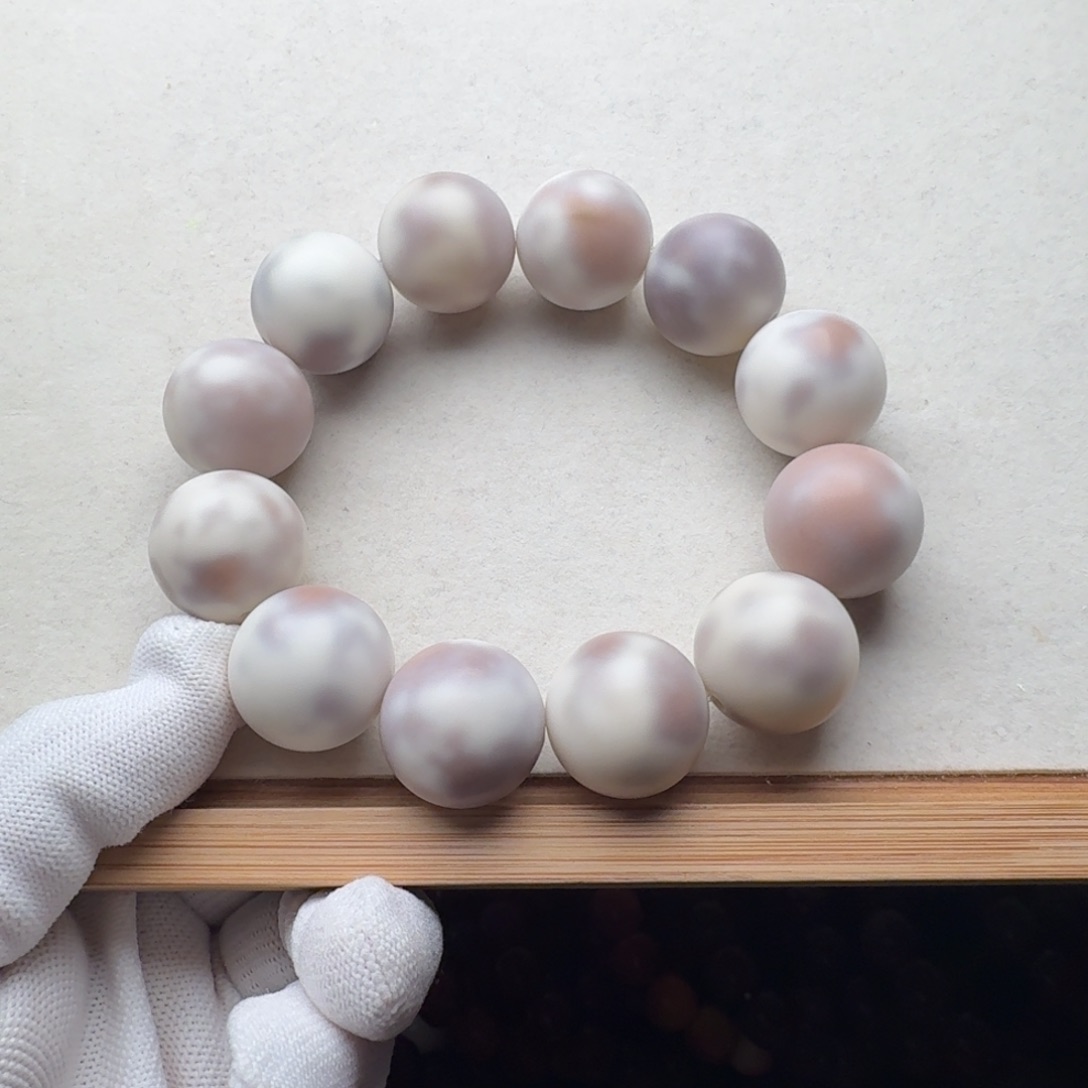 菩提根/象牙果手串卡22干磨粉紫飘微微瑕