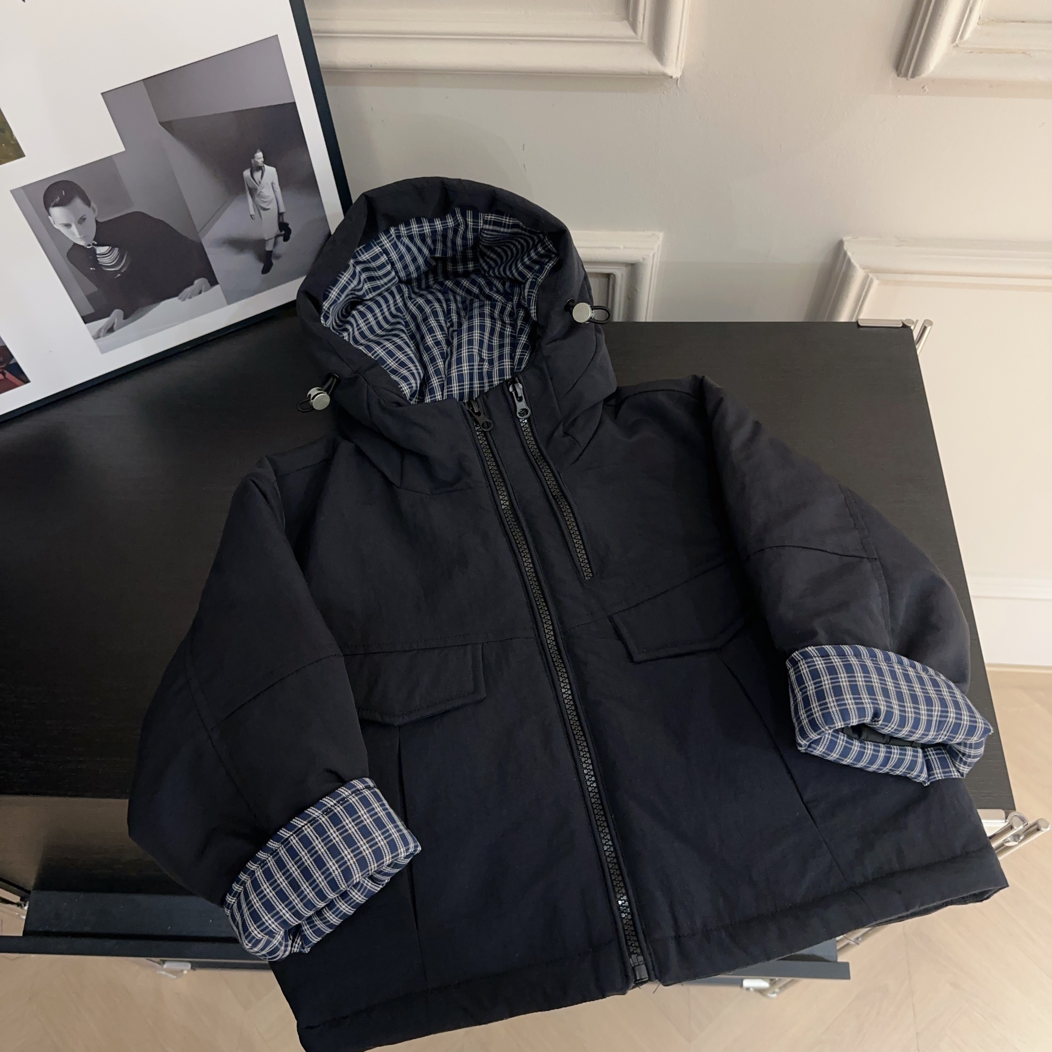 【两个小盆友】冬季新款儿童韩版休闲时尚男女童百搭棉服外套881469