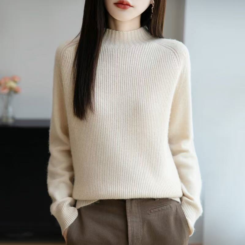 【一线成衣】2059秋冬新款加厚半高领长袖针织衫打底衫