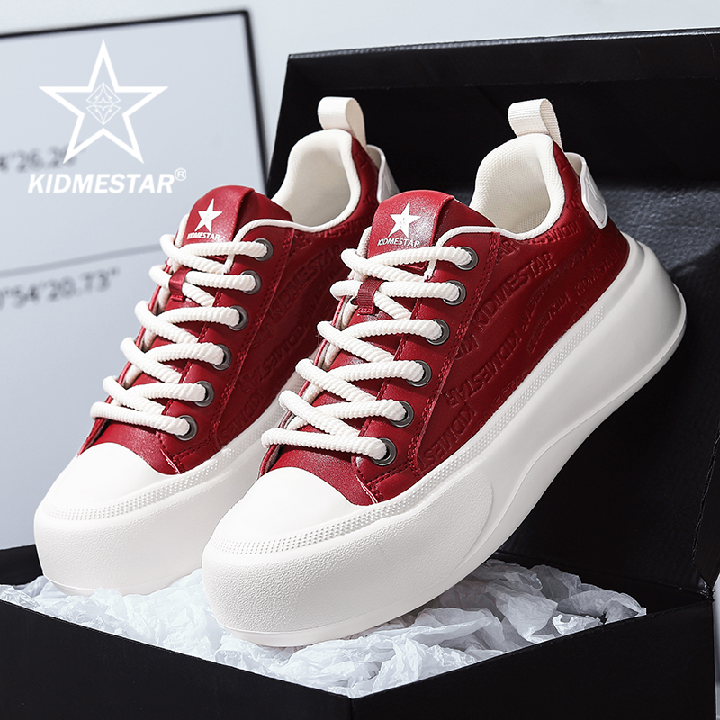 KIDMESTAR头层牛皮高定款时尚男女情侣百搭板鞋休闲2532