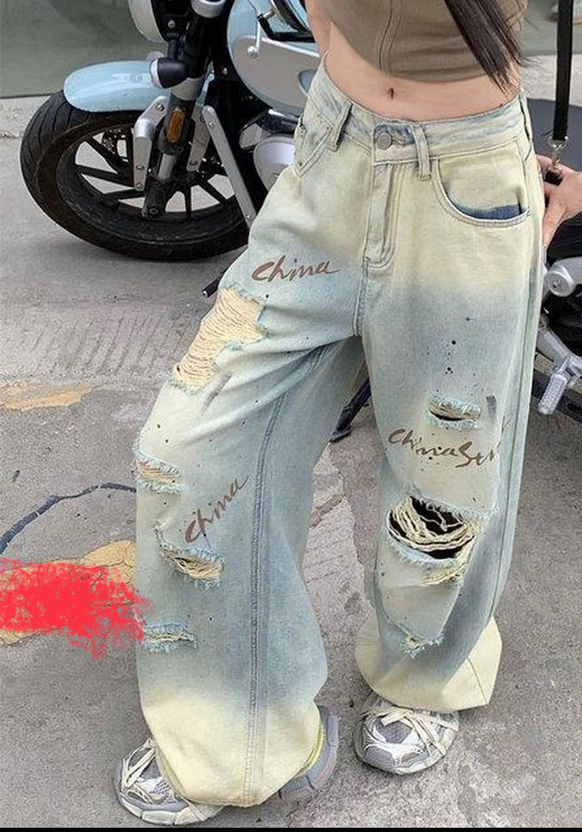 断码清仓孤品牛仔裤 默认瑕疵刺绣