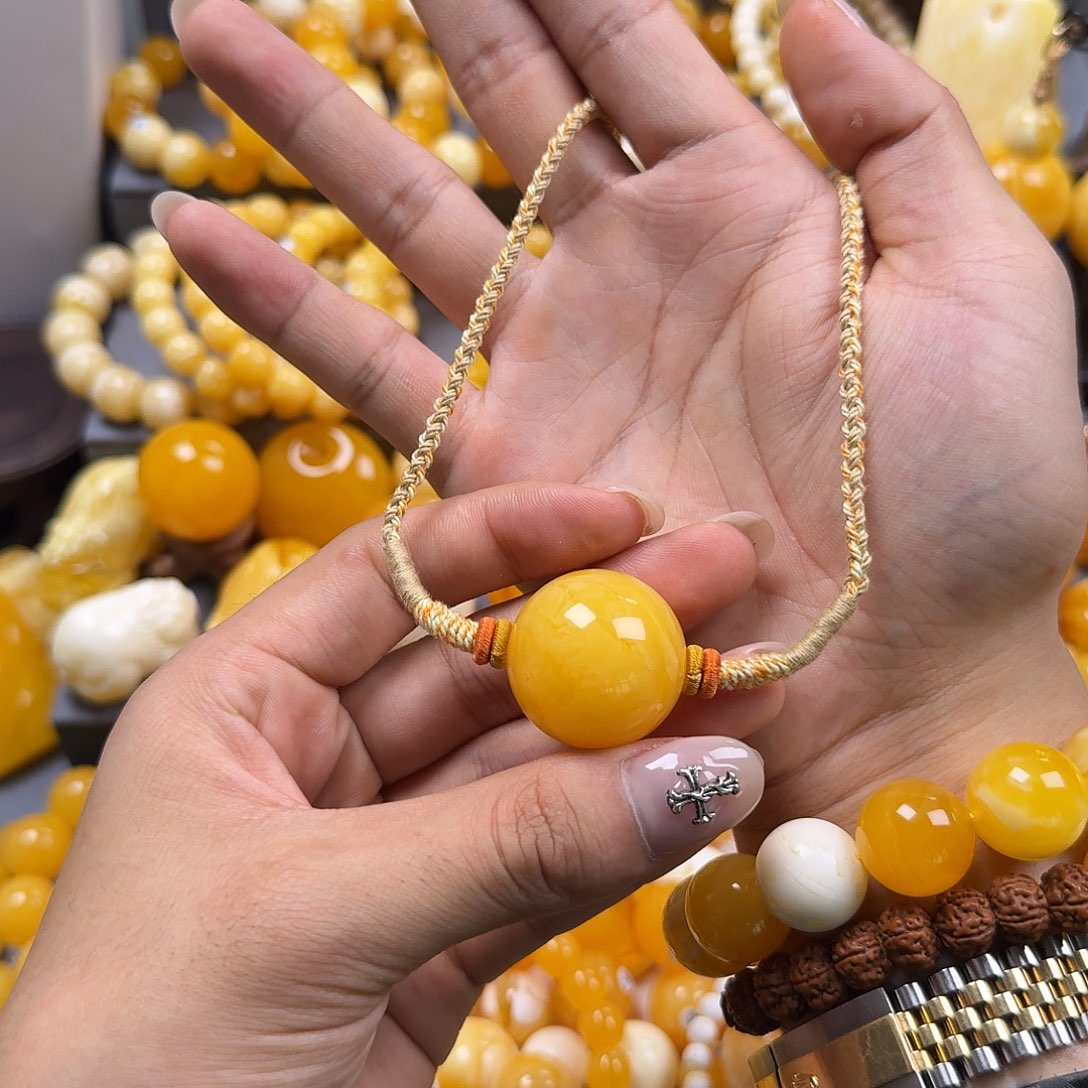 琥珀珠宝奇石未镶嵌锁骨27mm