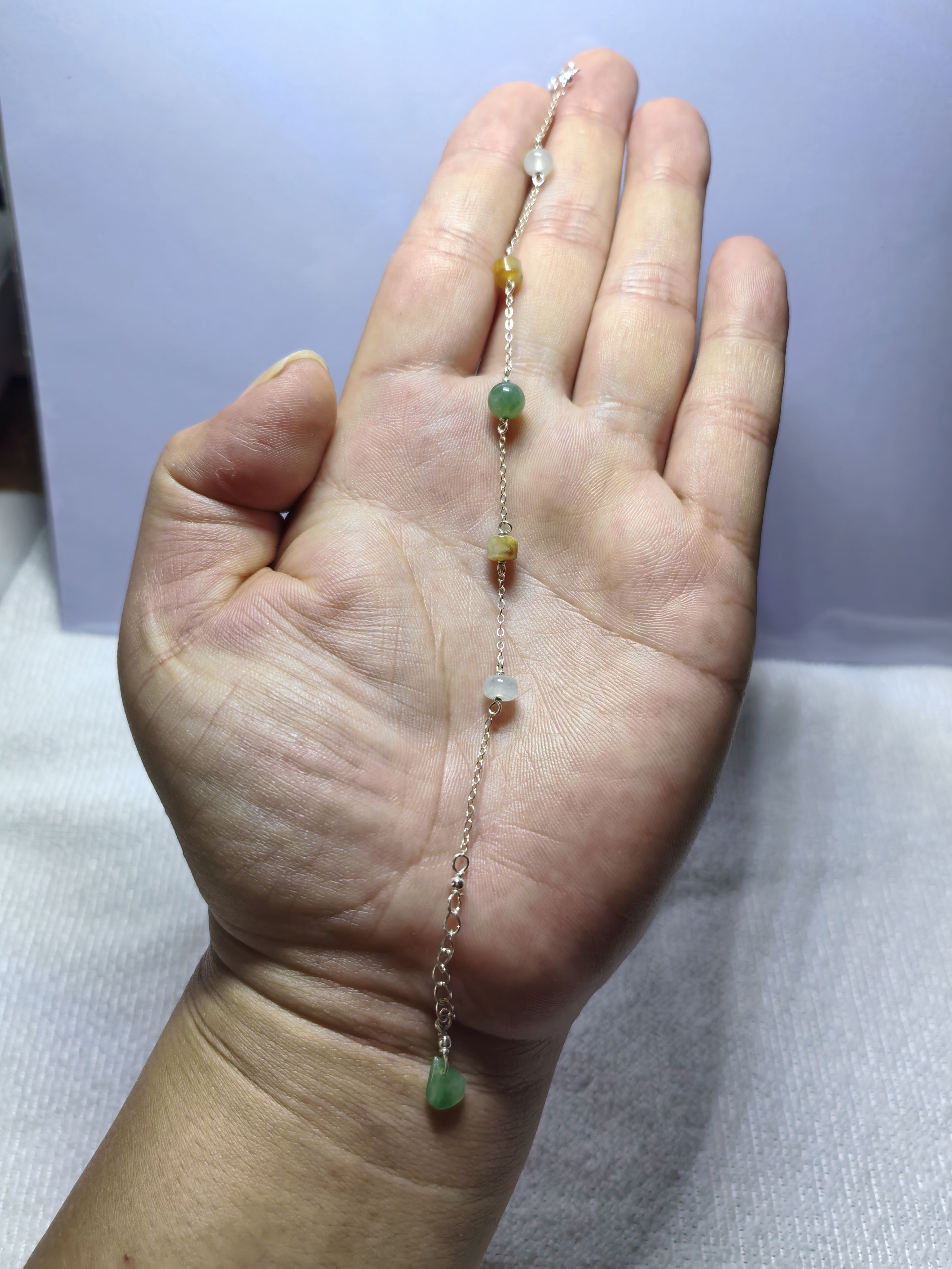 天然翡翠A货。漂亮多色翡翠手链