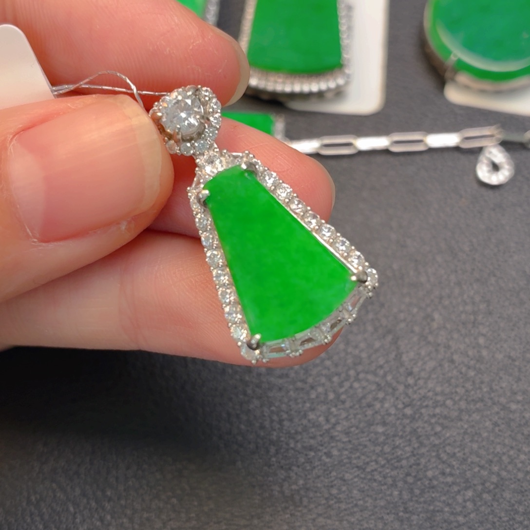 翡翠银S925镶嵌吊坠(不含链)