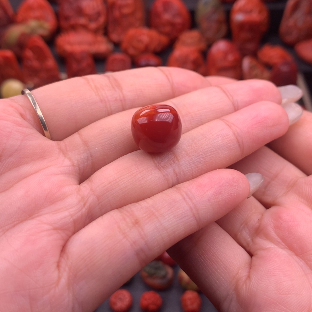 南红玛瑙南红川料原矿老型单珠13.8mm未镶嵌