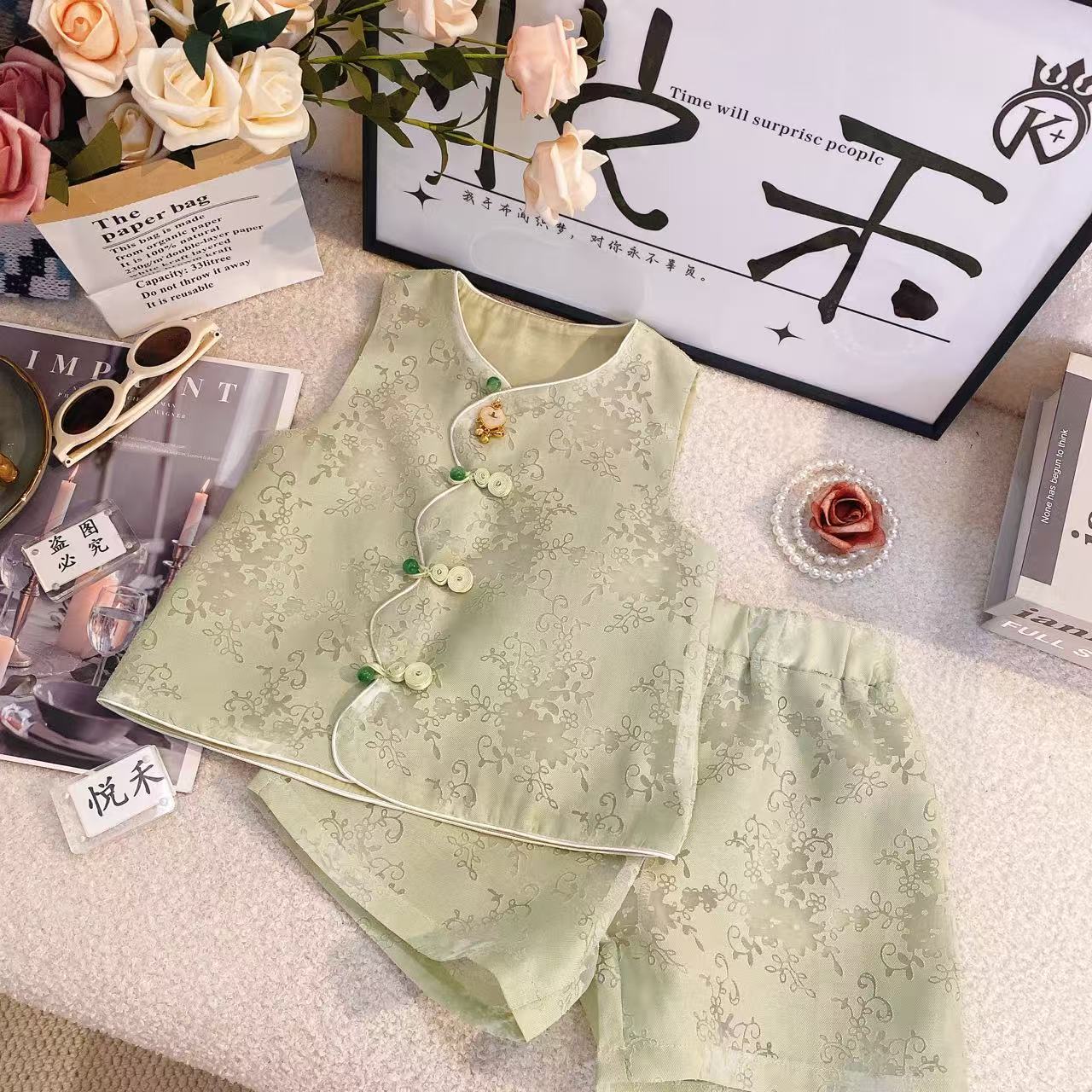 SH女童套装夏季新款小女孩超仙甜美娃娃洋气儿童套装8912
