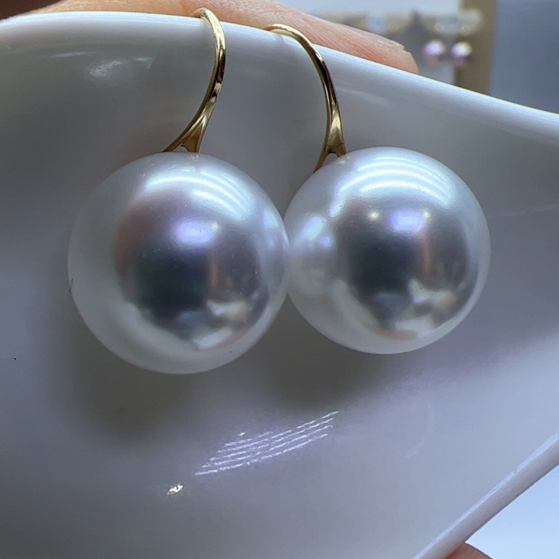淡水珍珠耳饰18K金镶嵌