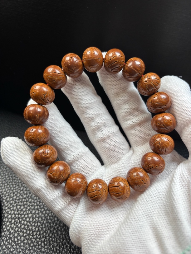 小钱文玩，树王纽扣光珠14精品脑纹苹果，原皮原色、走色快