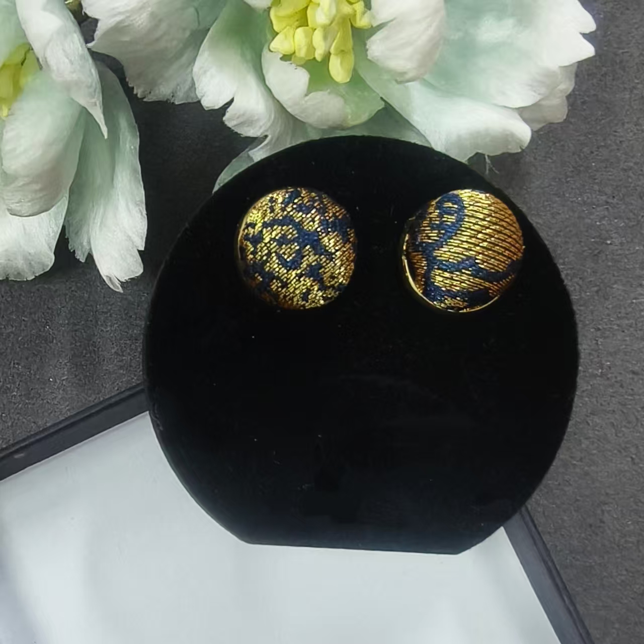 925银布艺耳饰 非遗纯手工宋锦耳钉耳针925银百搭日常款耳饰饰品