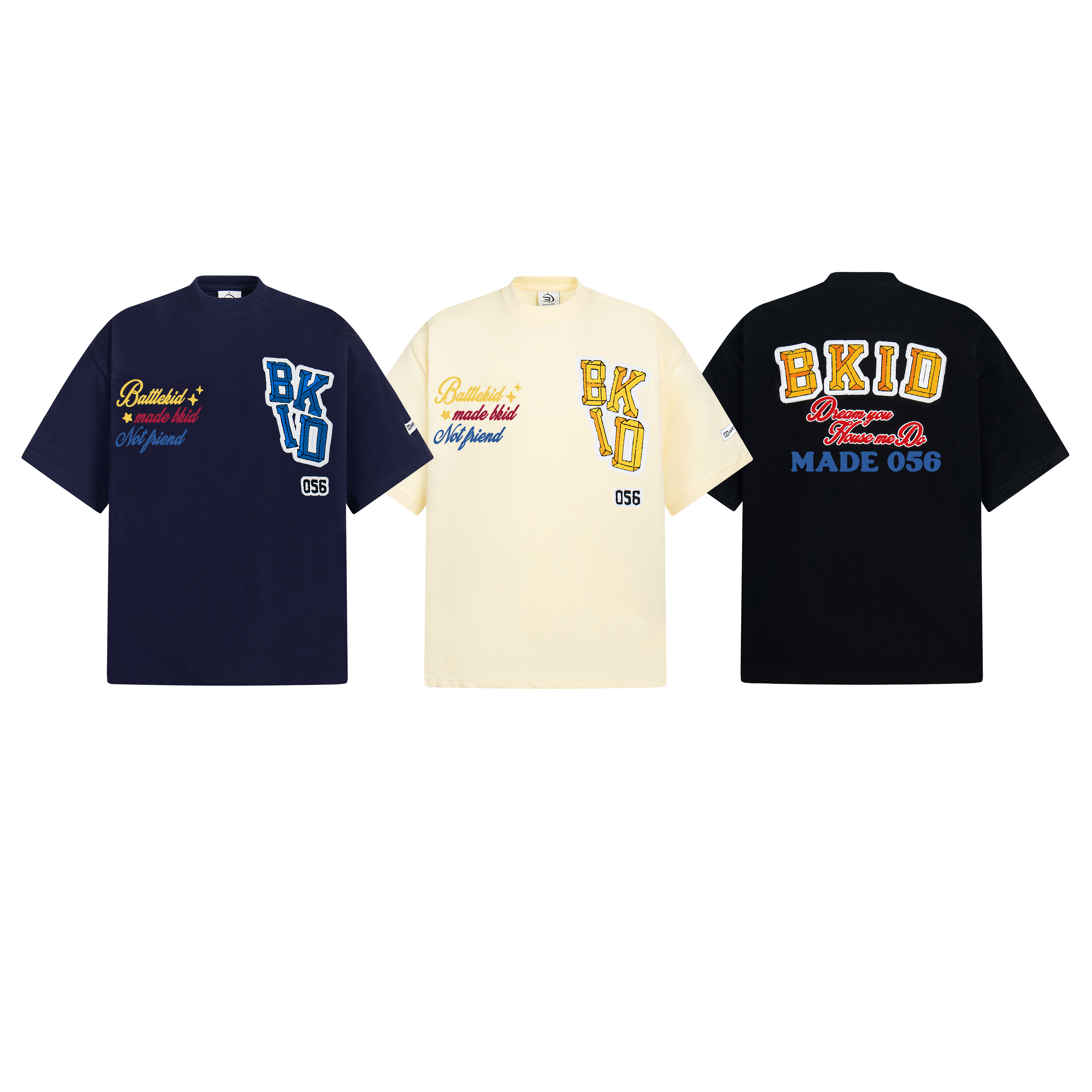 UF 原创国潮美式复古字母刺绣圆领短袖T恤夏季小众宽松情侣上衣