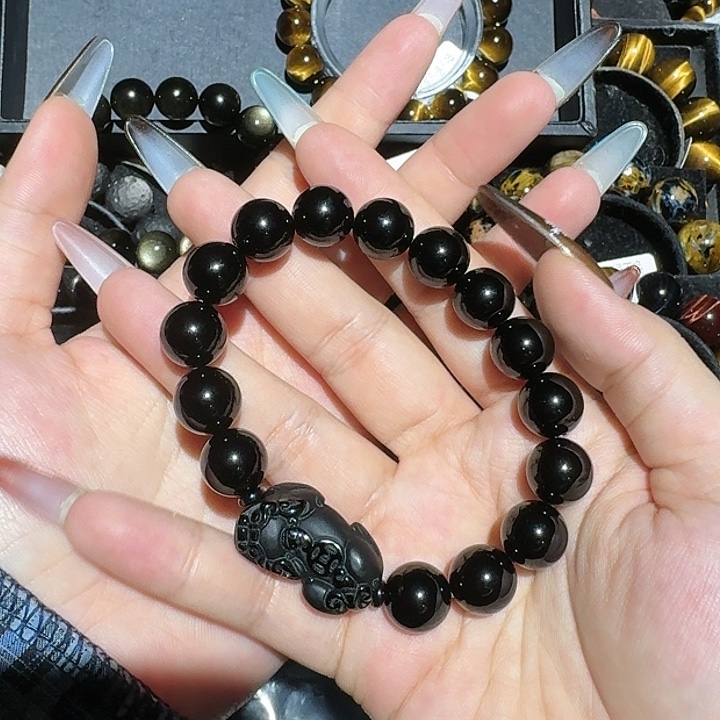 大***古黑曜岩未镶嵌手链