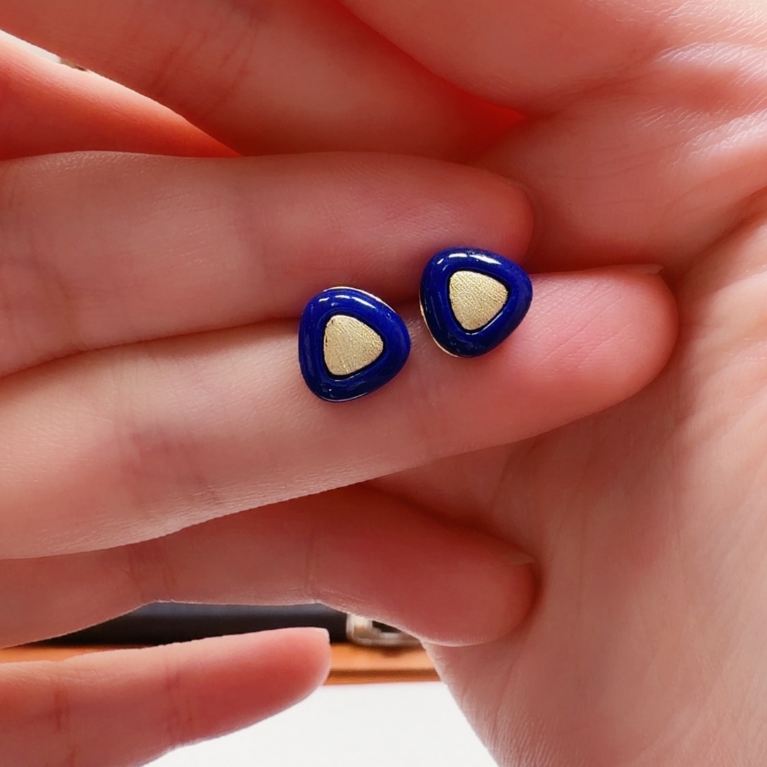 青金石银S925镶嵌耳饰36