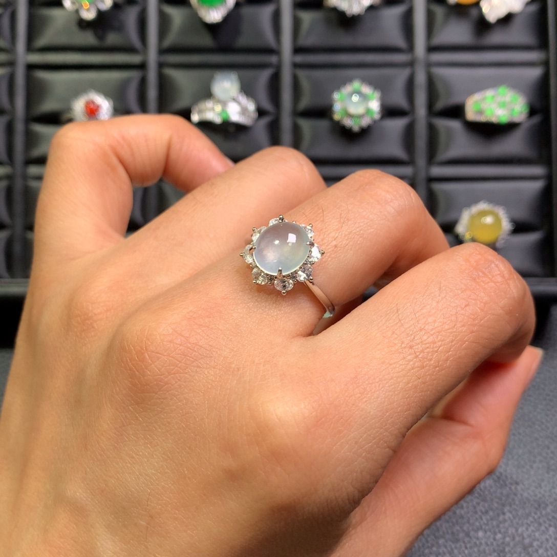 翡翠银S925镶嵌戒指