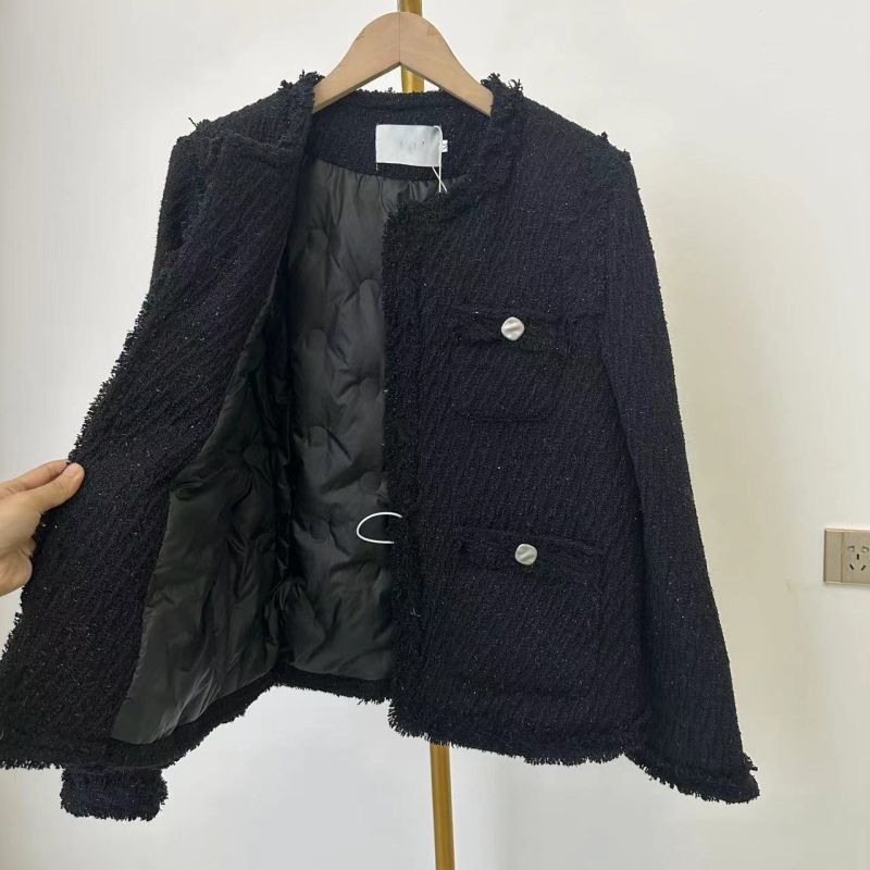 1491小香风夹棉外套短款外套春秋大码女装韩版百搭西装时尚上衣女