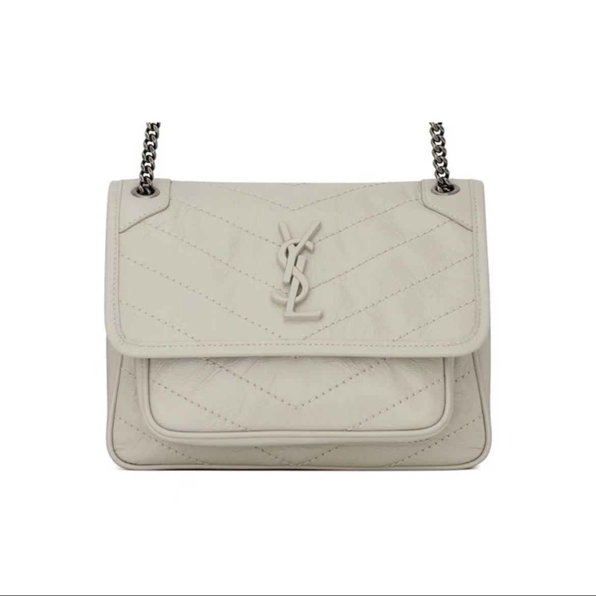 99新 YSL/圣罗兰 白色NiKi链条包单肩包