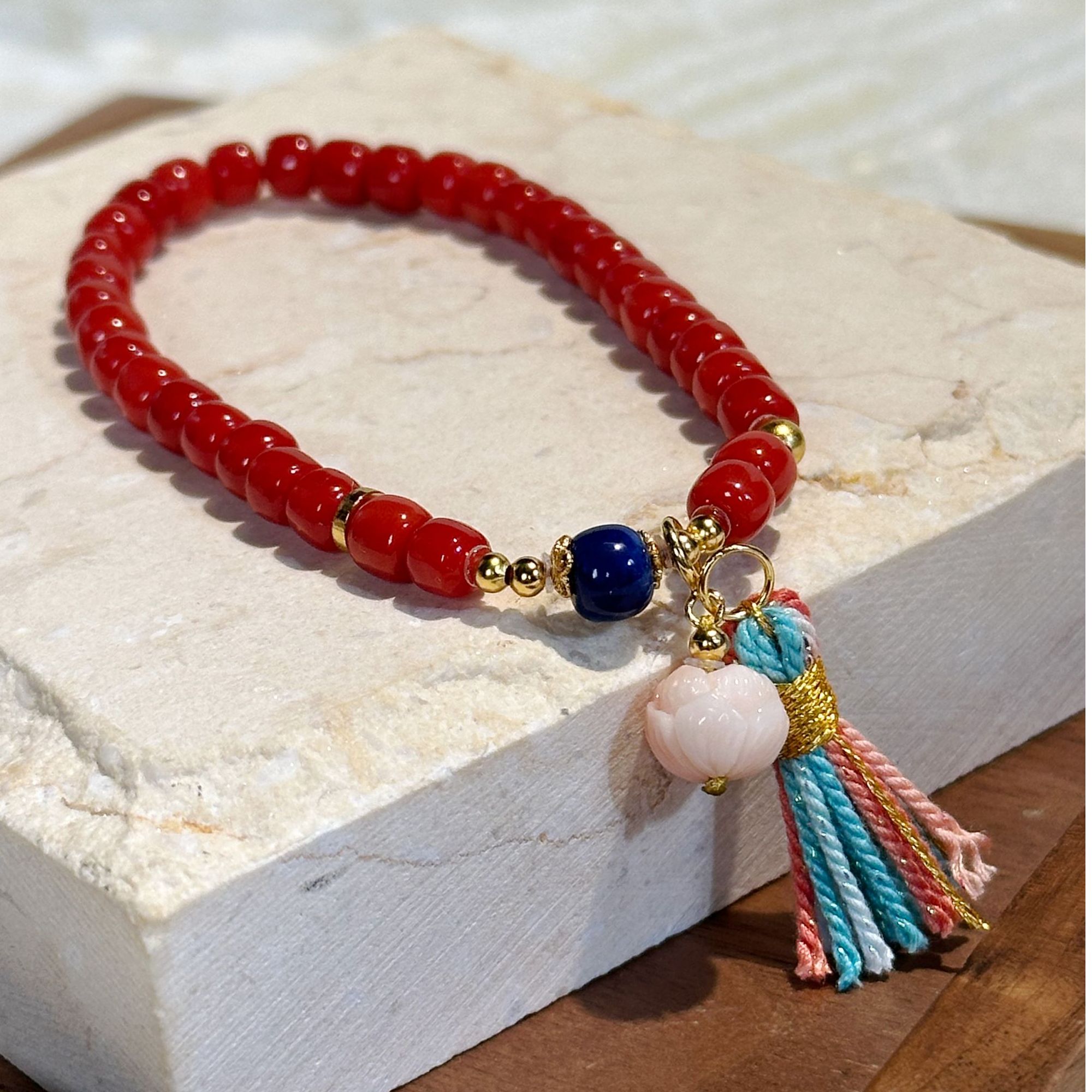 沙丁珊瑚diy款s925手链——D119003