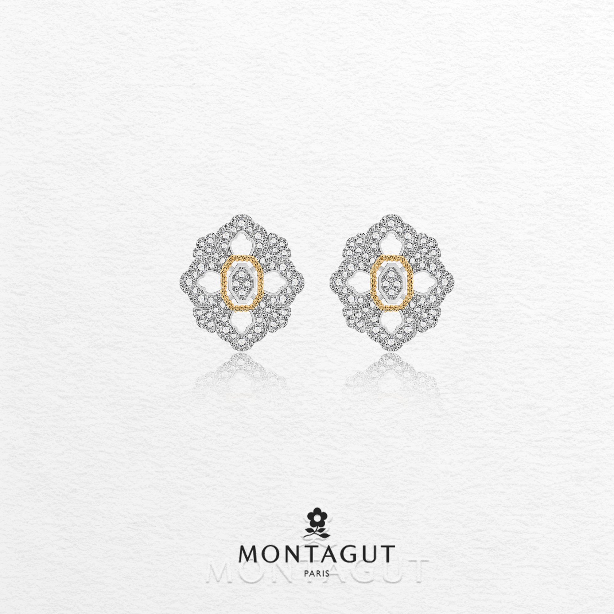 铜合金锆石耳饰 法国梦特娇轻奢系列雪雾花语耳钉【3517】JJ