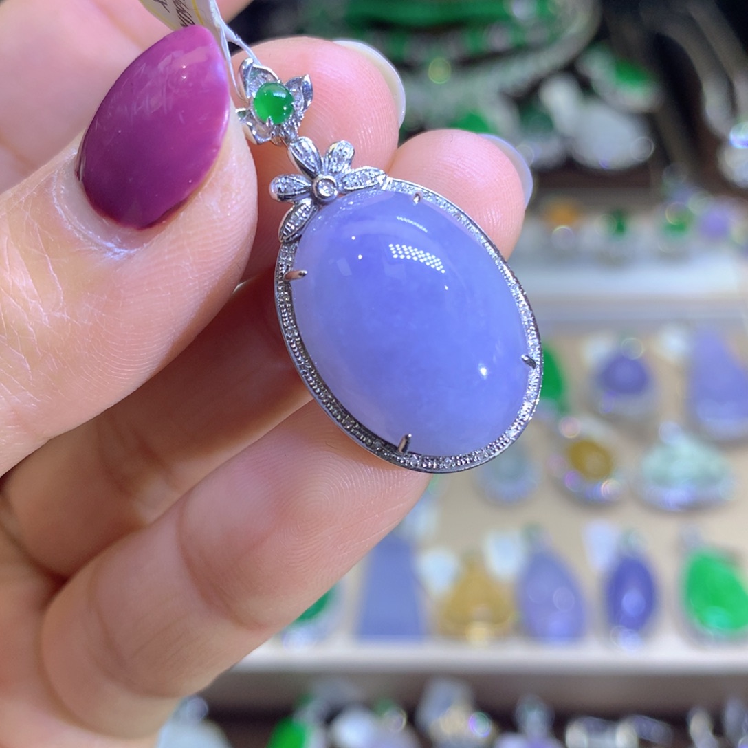 翡翠耳饰18K金镶嵌翡翠