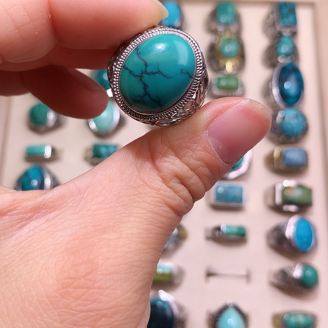 绿松石挂件银S925镶嵌