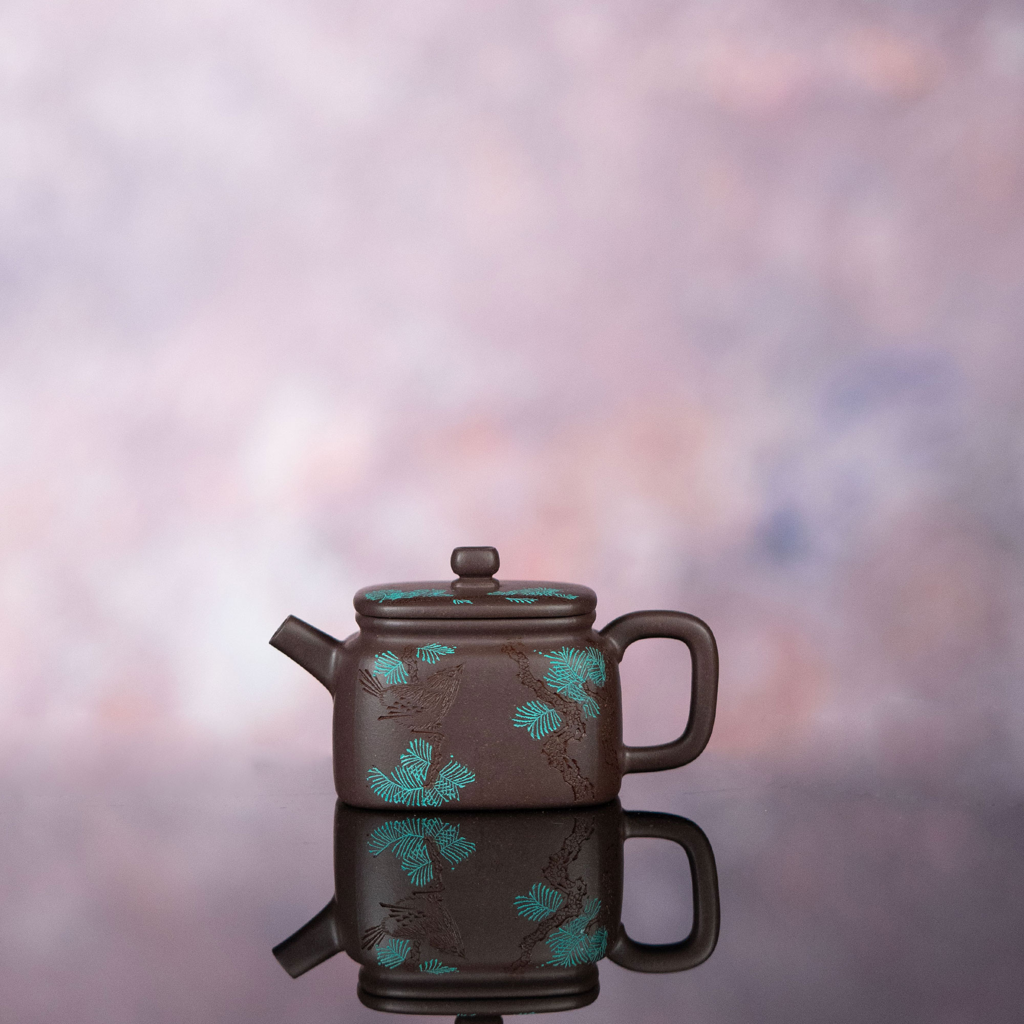 【利贞l四方德钟·听风】原矿紫泥约90cc手工制茶壶茶具SSZS