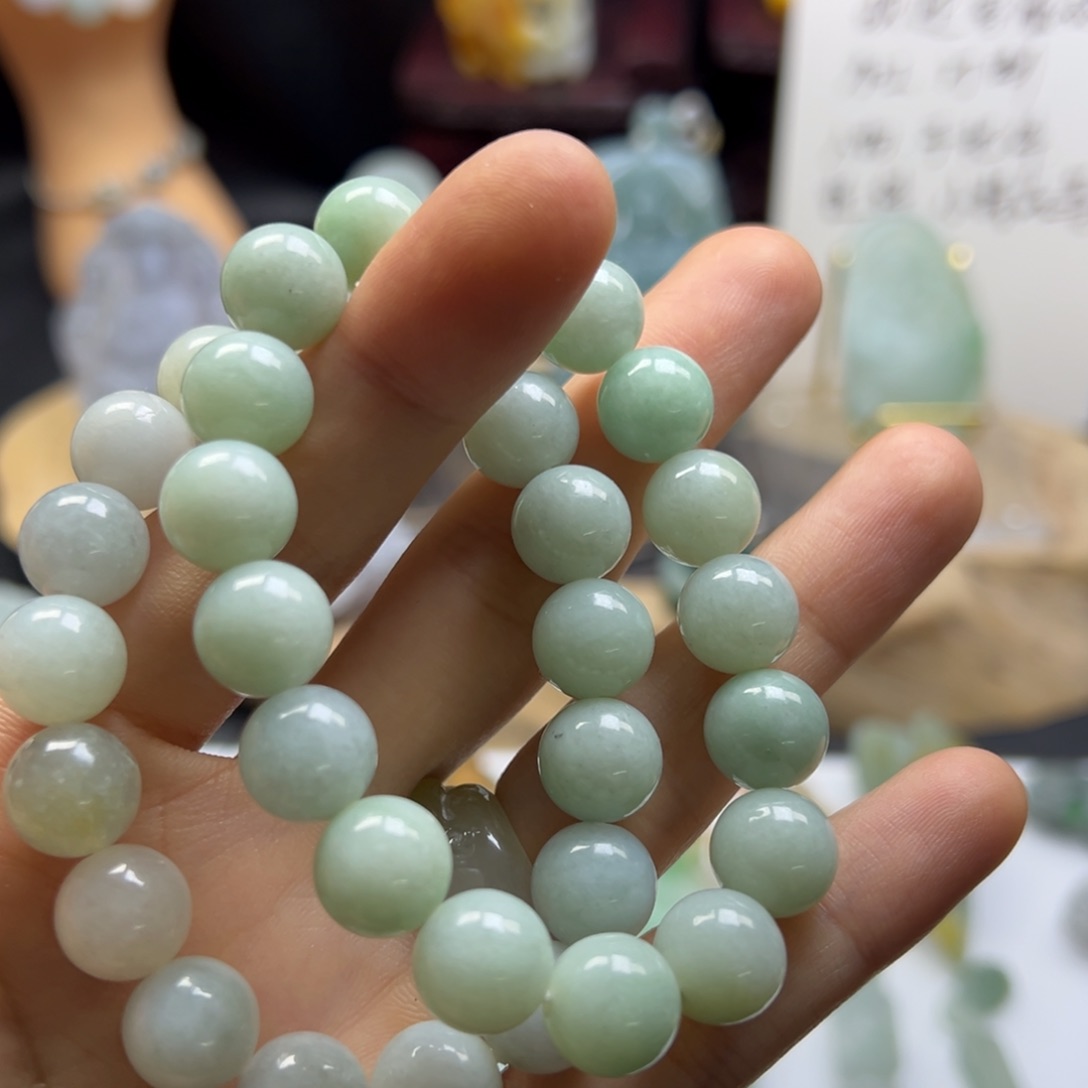 翡翠未镶嵌颈饰缅甸翡翠A货手串随机一串