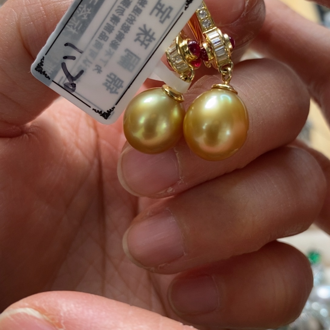 海水珍珠耳饰银S925镶嵌