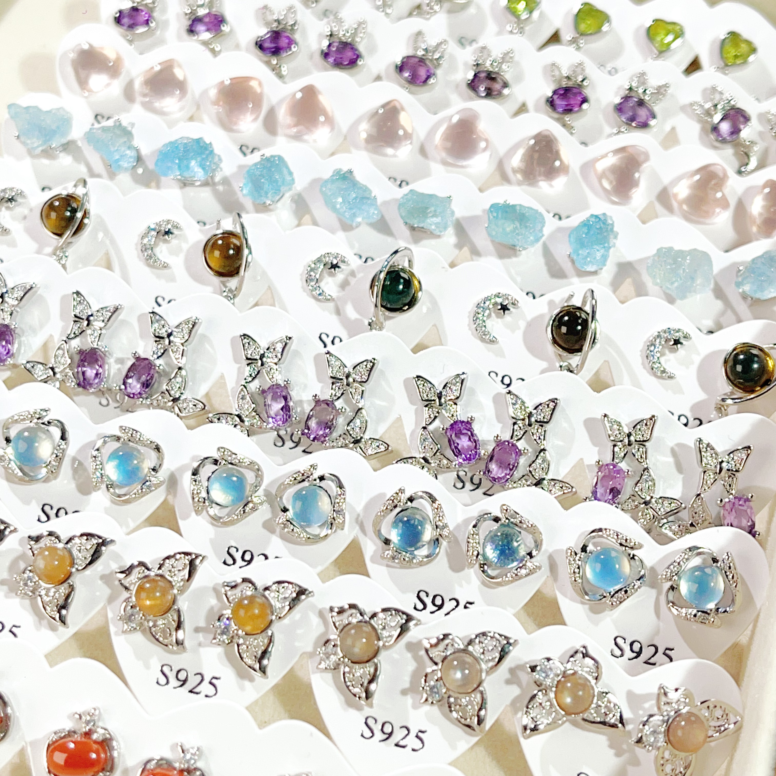 水晶镶嵌925耳钉（多样性随机发）