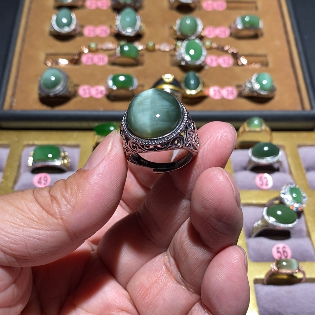 和田玉（碧玉）戒指未镶嵌小*