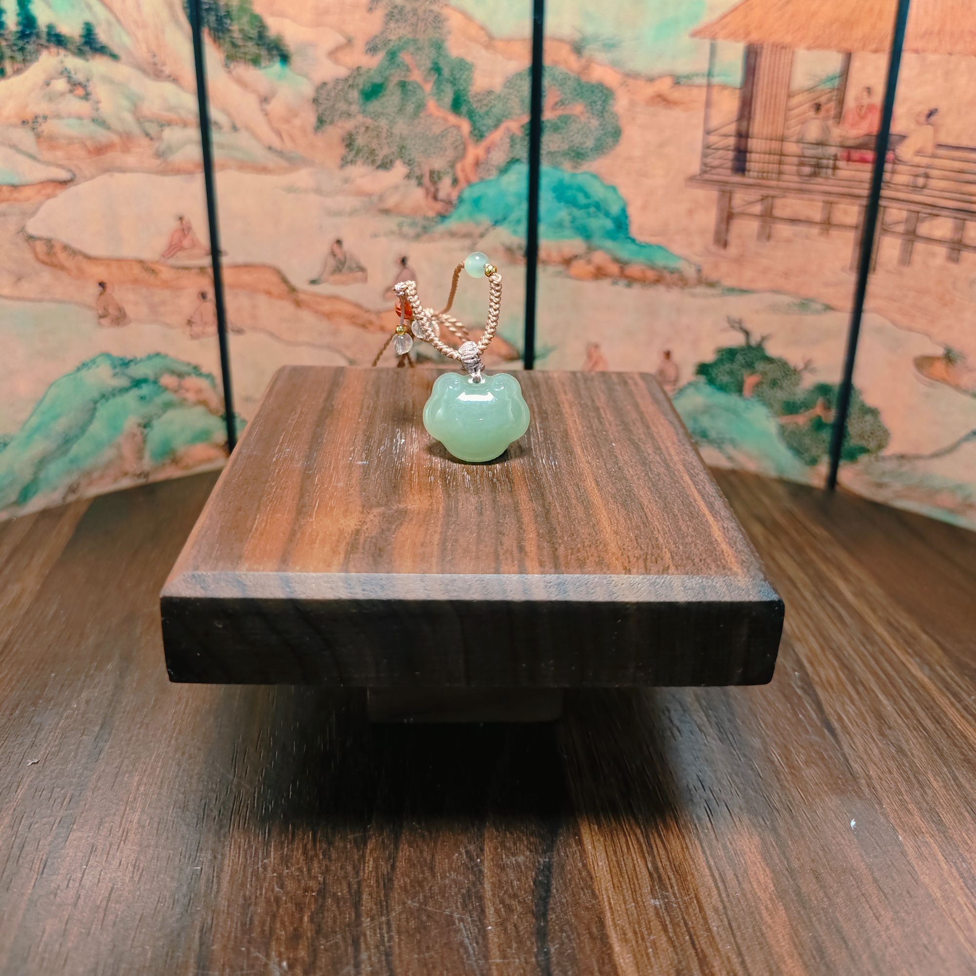 Q和田玉平锁吊坠3879