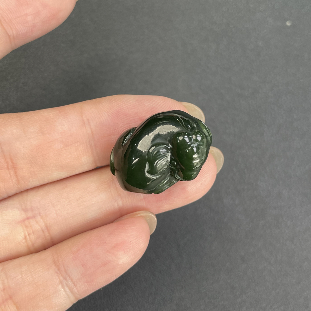 天然和田玉碧玉大象吊坠（多样性发一）