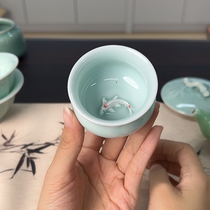 龙泉云间青瓷小米茶器