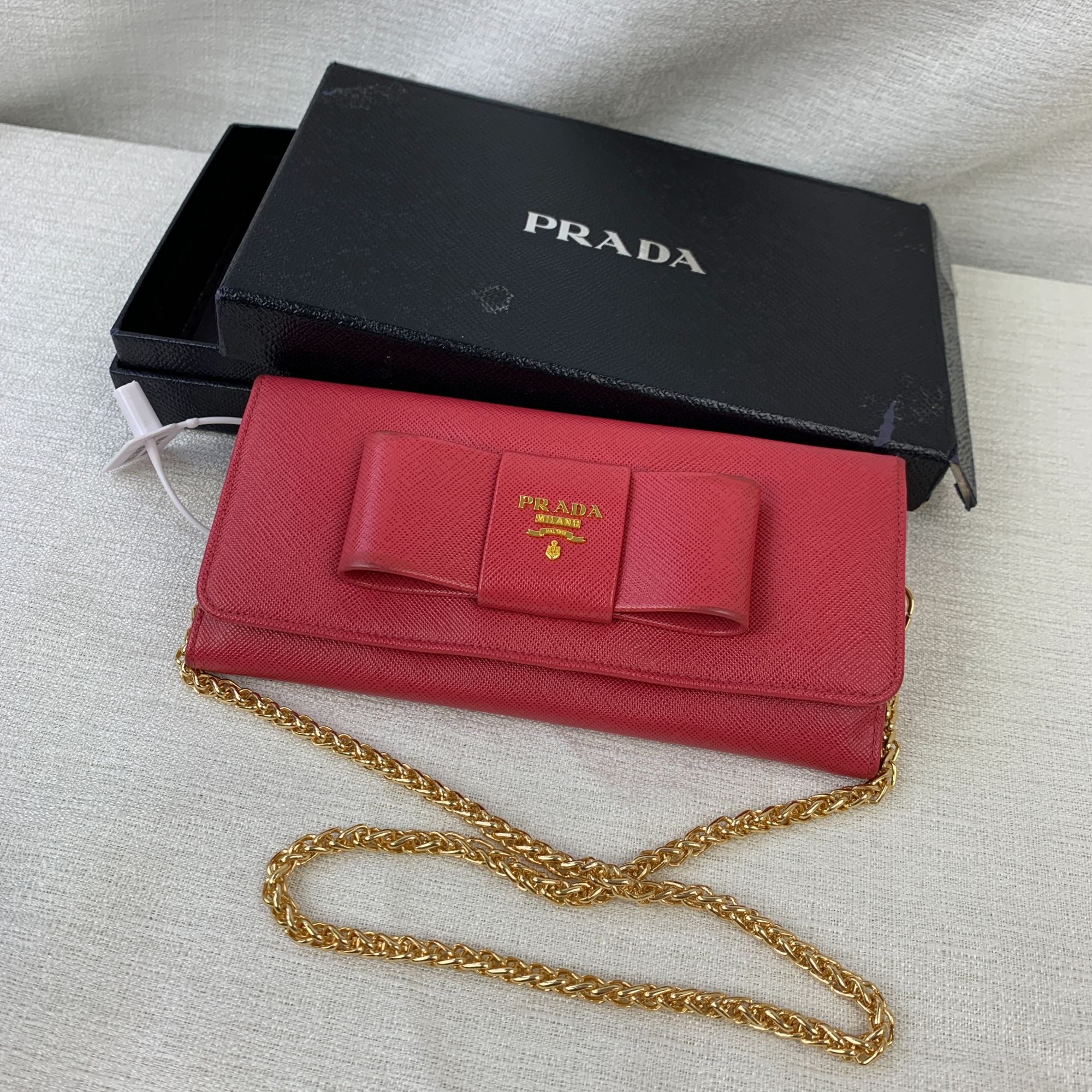 95新 Prada/普拉达 红色蝴蝶结钱包/YB03316522/6522