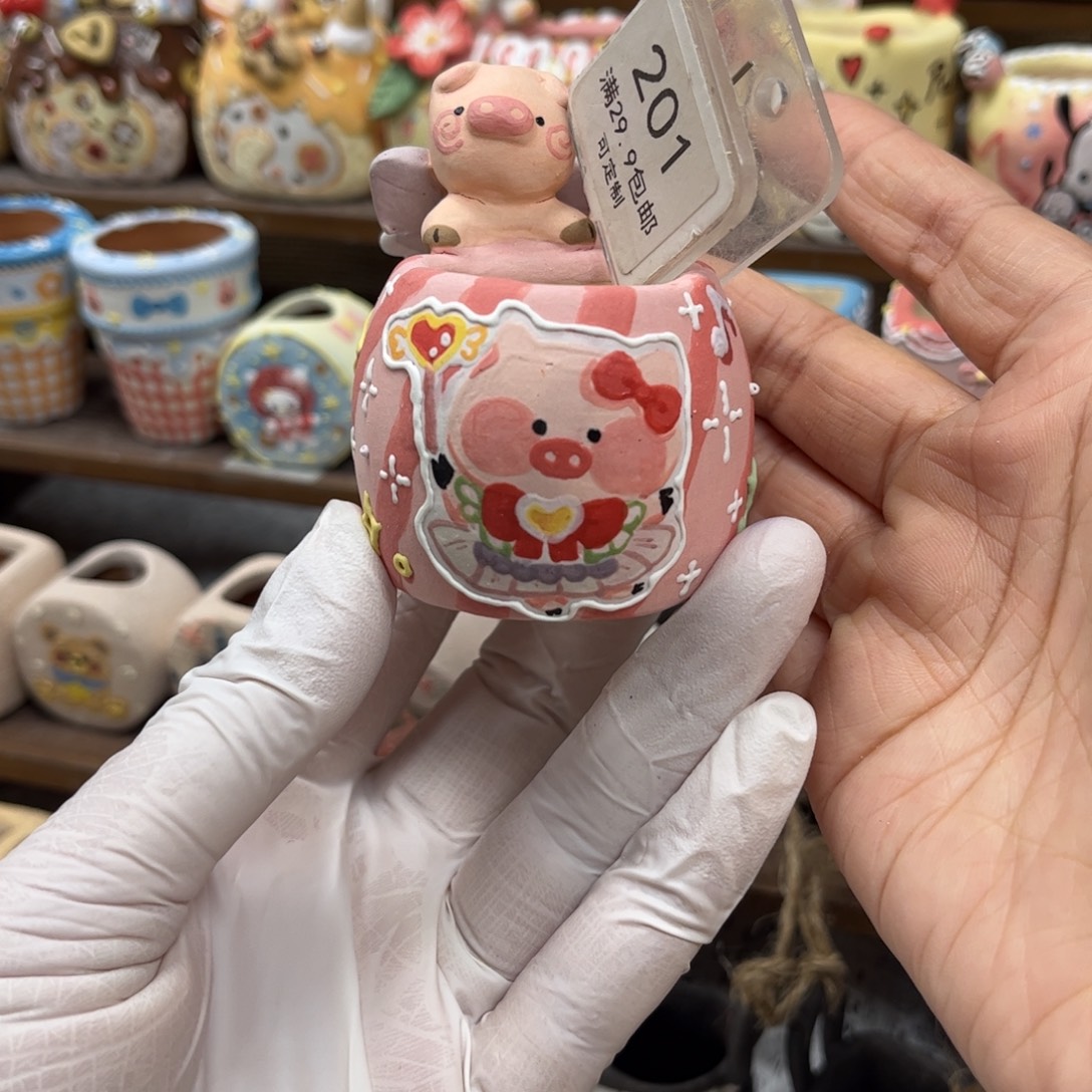 是***哇201猪猪花盆手绘花盆