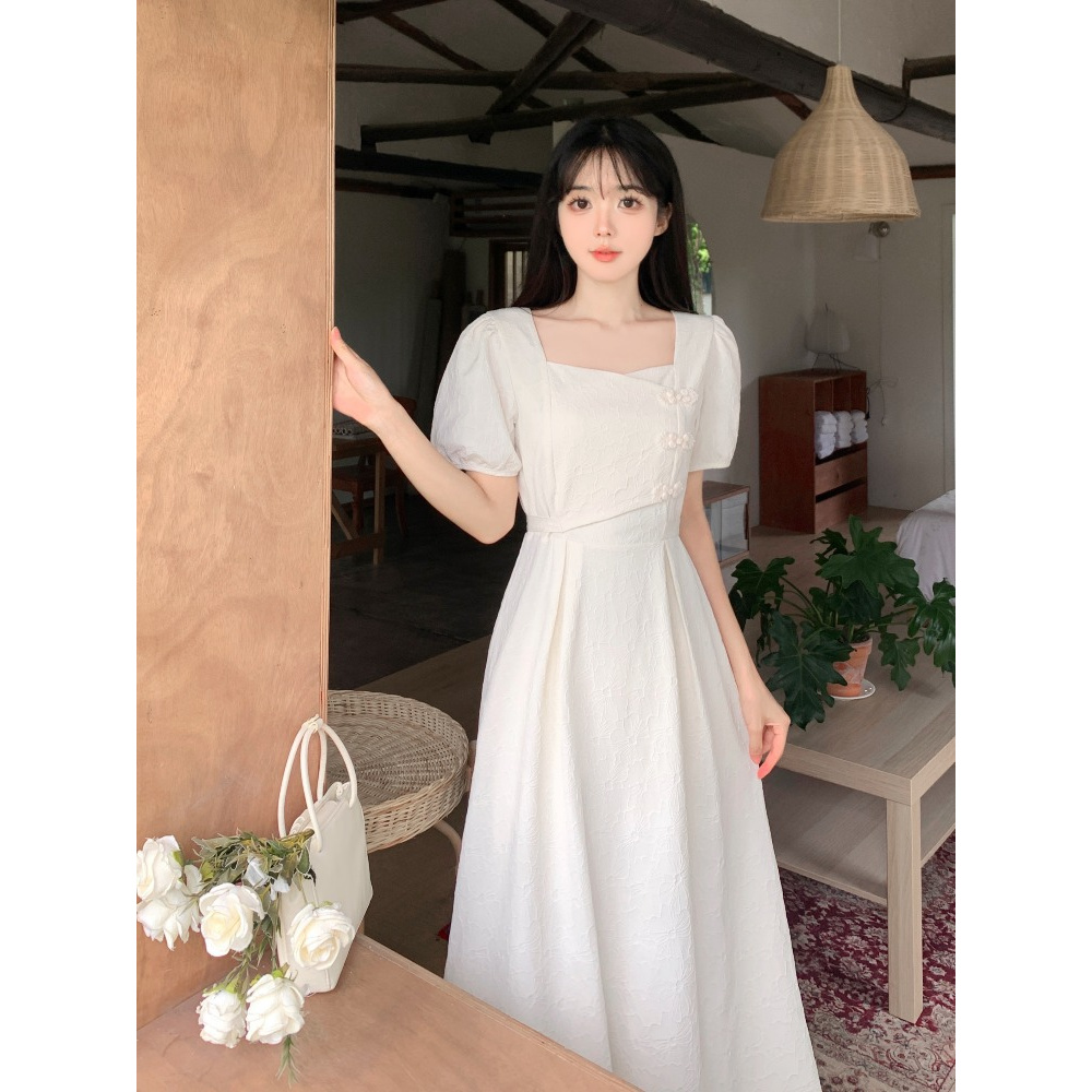 新中式国风改良日常旗袍年轻款气质显瘦长裙女夏季提花连衣裙