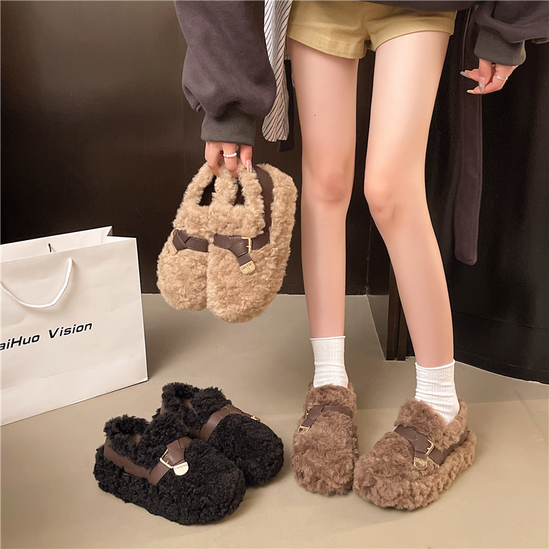 厚底雪地靴女款2025新款冬季女鞋加绒加厚毛毛保暖豆豆勃肯鞋棉鞋