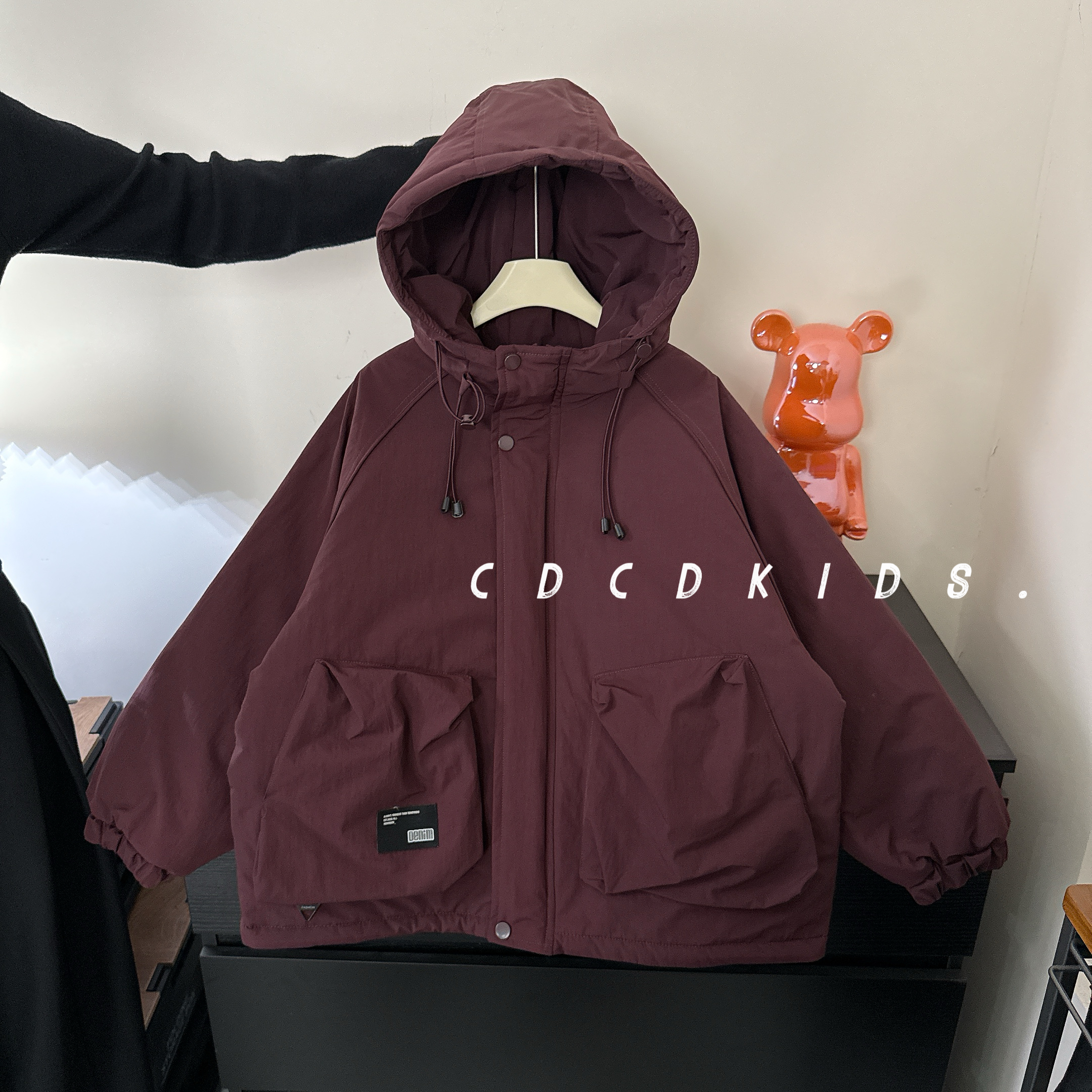 川度6231儿童棉衣连帽工装风大口袋加棉男女童装冬季新款连帽棉服