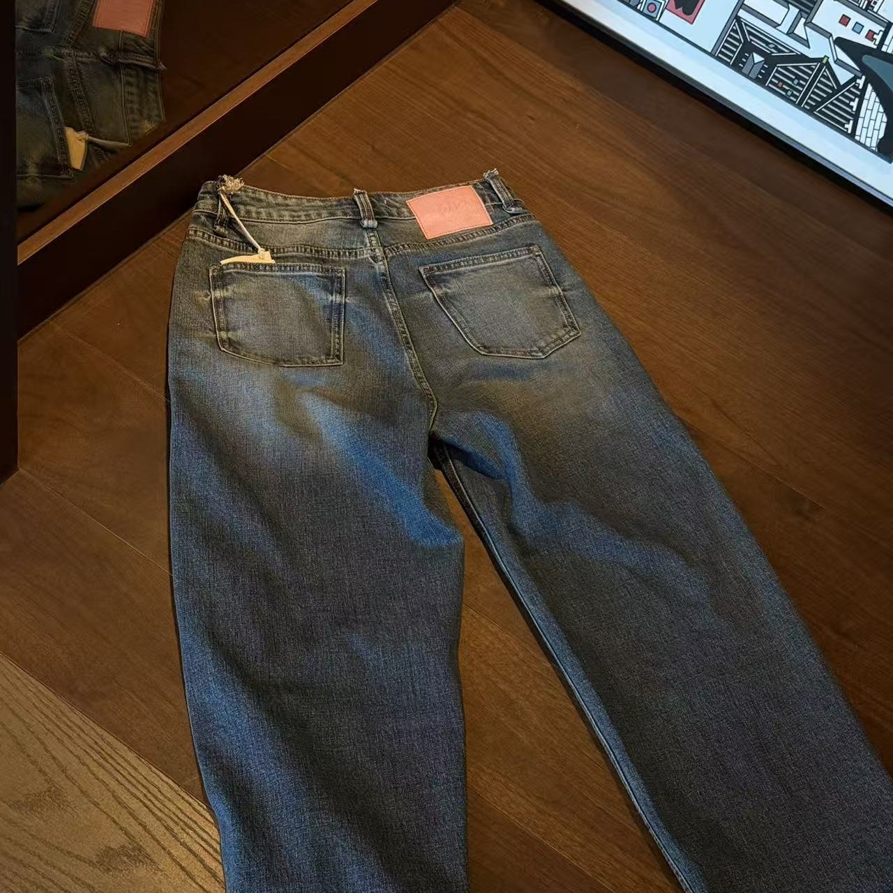HZMM   [蓝色电台]   粉标小直筒牛仔裤
